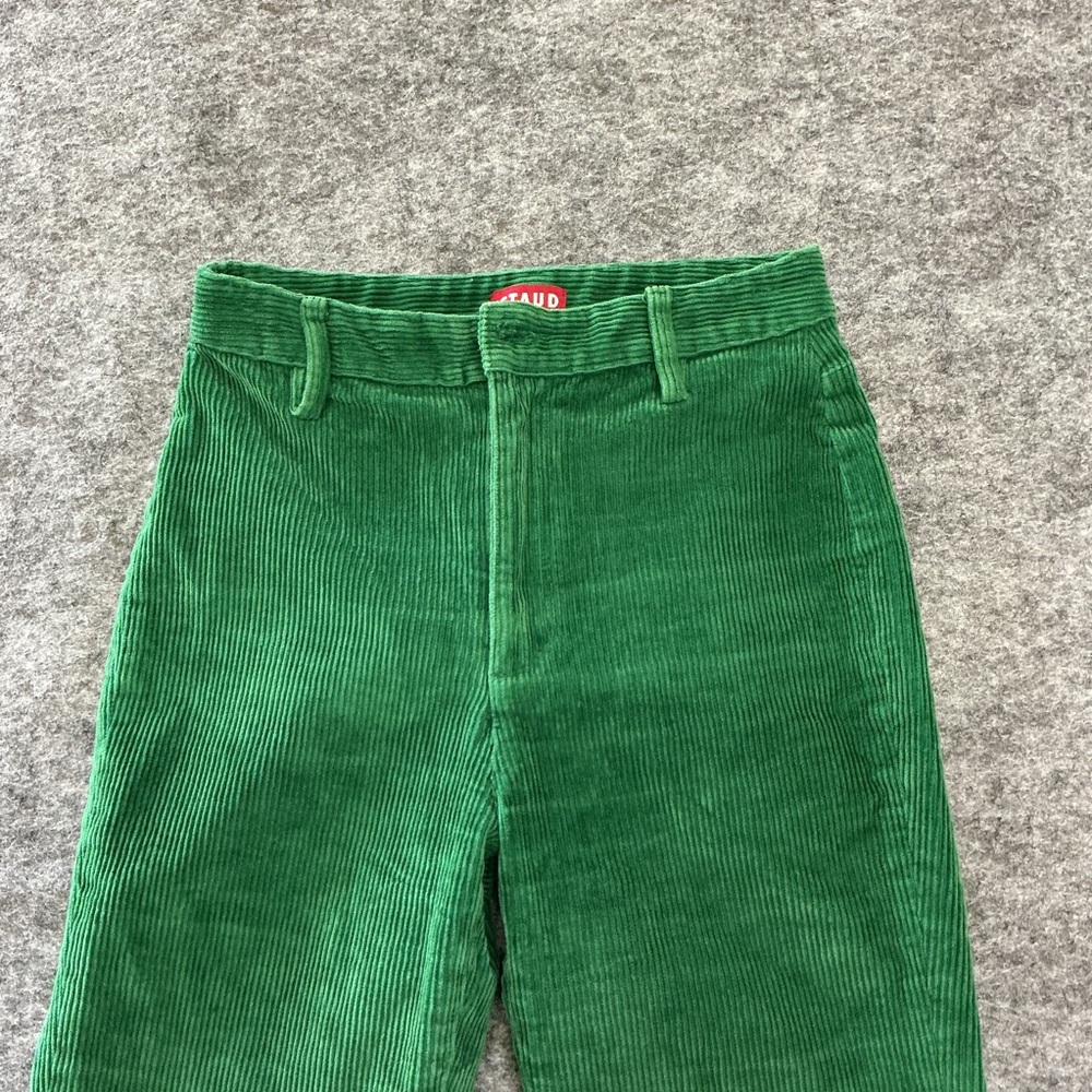 STAUD Green Corduroy Straight Leg Pants Size 26 - Picture 2 of 4